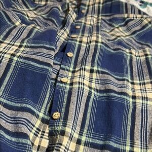 Blue and Yellow Plaid Men's Shirt